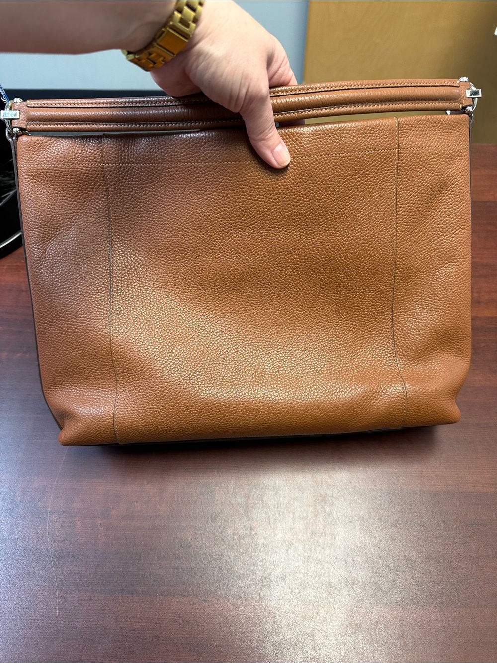 Coach Pebbled Leather Messenger Bag in Saddle Brown - Picture 4 of 6